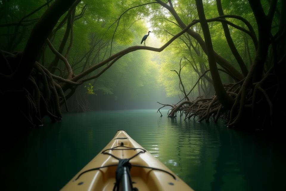 Kayak en manglares para observación de aves